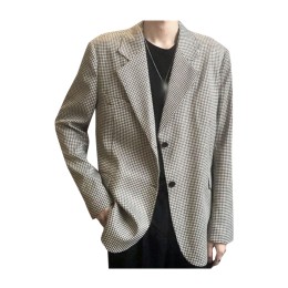 SKMS046 訂做復古千鳥格西裝外套 男韓版 休閒寬鬆西裝外套 西服男上衣單件 后中開叉 卡其色 千島格   西裝 達人  去 飲 西裝   特色西裝   古典西裝 SKMS046 訂做復古千鳥格西裝外套 男韓版 休閒寬鬆西裝外套 西服男上衣單件 后中開叉 卡其色 千島格   西裝 達人  去 飲 西裝   特色西裝   古典西裝